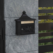 Wall-Mounted Letterbox with Storage Black 40.5 x 16 x 45 cm