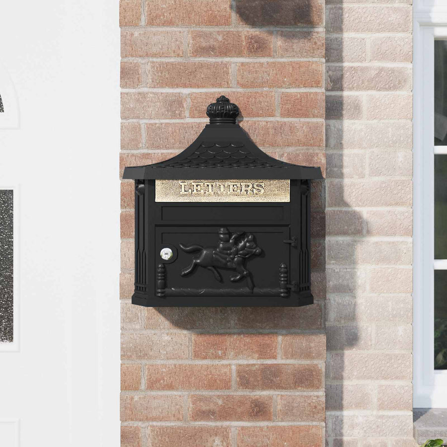 Wandgemonteerde brievenbus met opslag Zwart 40.5 x 15.5 x 44 cm