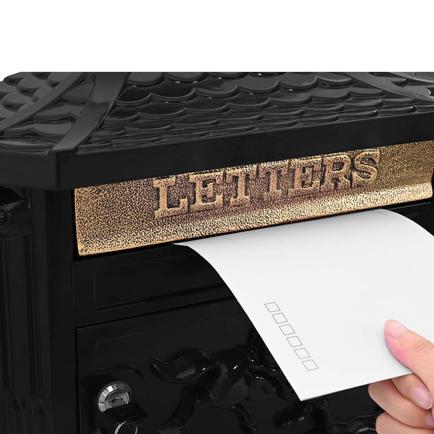 Wandgemonteerde brievenbus met opslag Zwart 40.5 x 15.5 x 44 cm