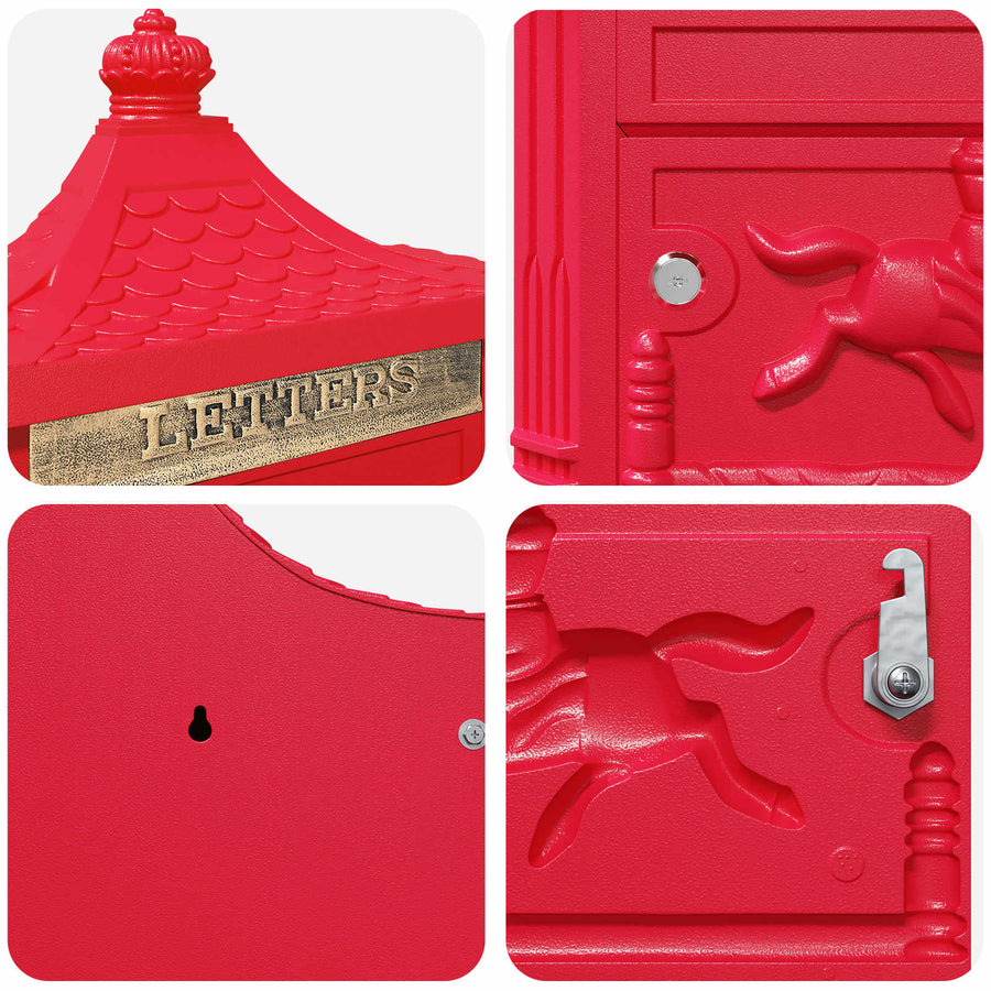 Wandgemonteerde brievenbus met opslag Rood 40.5 x 15.5 x 44 cm