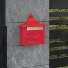 Wall-Mounted Letter Box with Storage Red 40.5 x 16 x 45 cm