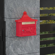 Wall-Mounted Letter Box with Storage Red 40.5 x 16 x 45 cm