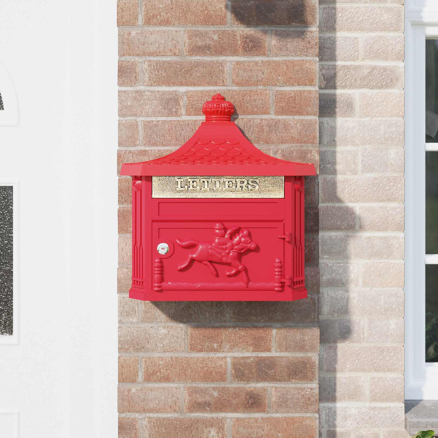 Wandgemonteerde brievenbus met opslag Rood 40.5 x 15.5 x 44 cm