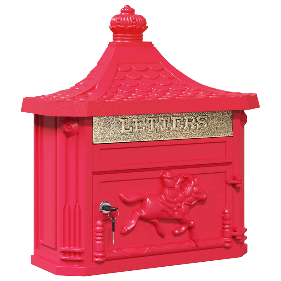 Wandgemonteerde brievenbus met opslag Rood 40.5 x 15.5 x 44 cm