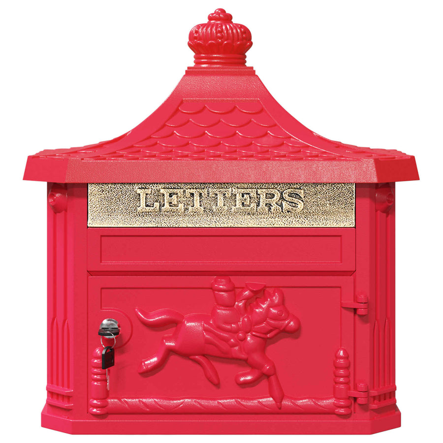 Wandgemonteerde brievenbus met opslag Rood 40.5 x 15.5 x 44 cm