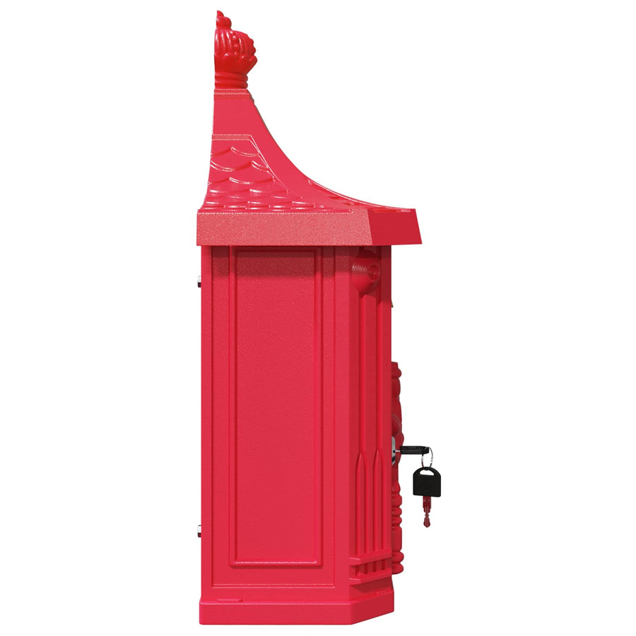 Wandgemonteerde brievenbus met opslag Rood 40.5 x 15.5 x 44 cm