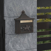 Wall-mounted letterbox with storage Bronze 40.5 x 16 x 45 cm