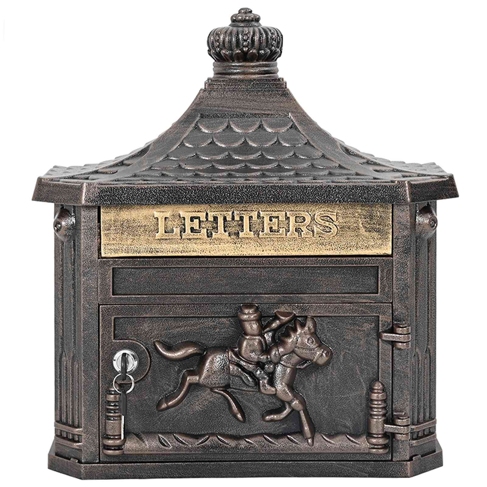 Wandgemonteerde brievenbus met opslag Brons 40.5 x 15.5 x 44 cm