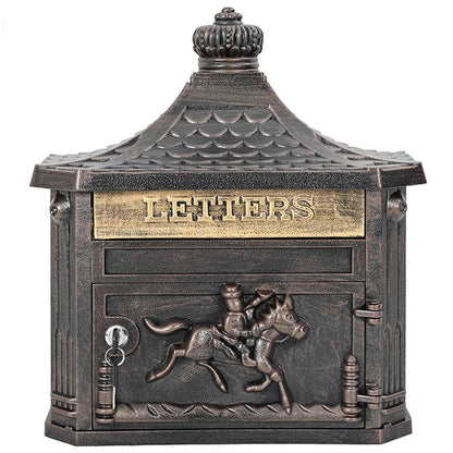 Wandgemonteerde brievenbus met opslag Brons 40.5 x 15.5 x 44 cm