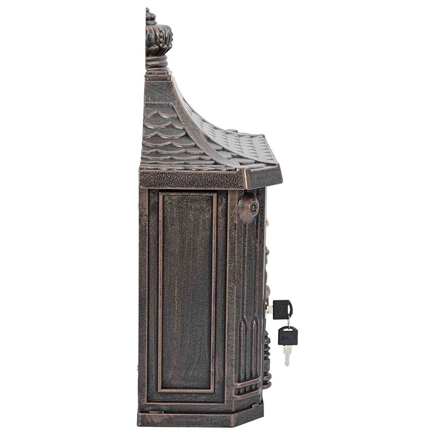 Wandgemonteerde brievenbus met opslag Brons 40.5 x 15.5 x 44 cm