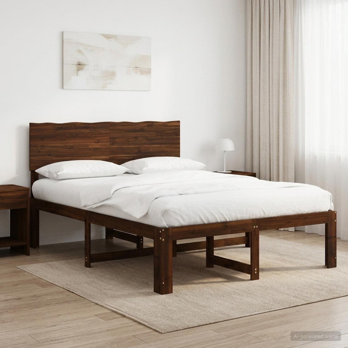 Tweepersoonsbed met hoofdeinde ROSTOCK Donkerbruin 135 x 190 cm