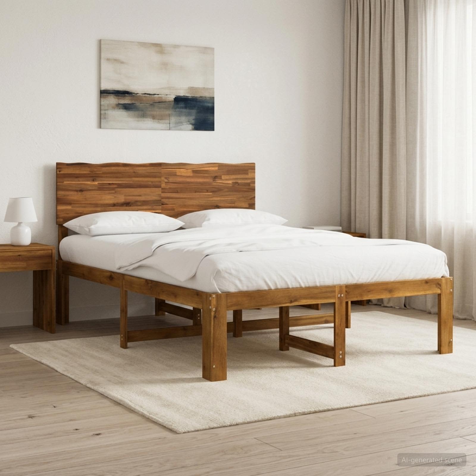 Tweepersoonsbed met hoofdeinde ROSTOCK Naturel 135 x 190 cm