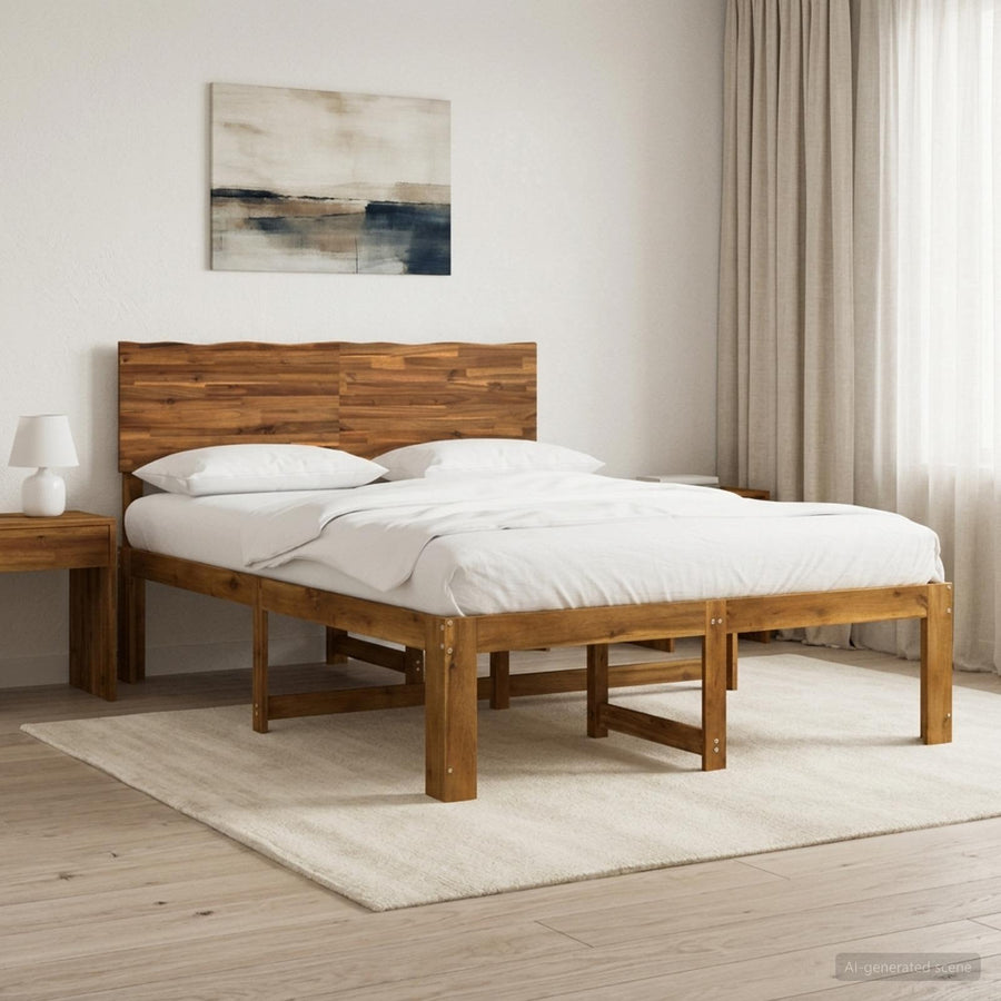 Tweepersoonsbed met hoofdeinde ROSTOCK Naturel 135 x 190 cm
