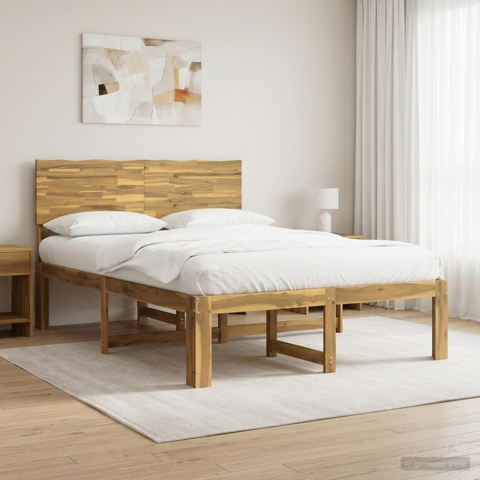 Tweepersoonsbed met hoofdeinde ROSTOCK Wit 135 x 190 cm