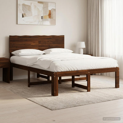 Tweepersoonsbed met hoofdeinde ROSTOCK Donkerbruin 140 x 190 cm