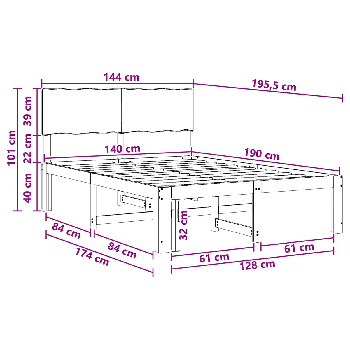 Tweepersoonsbed met hoofdeinde ROSTOCK Donkerbruin 140 x 190 cm