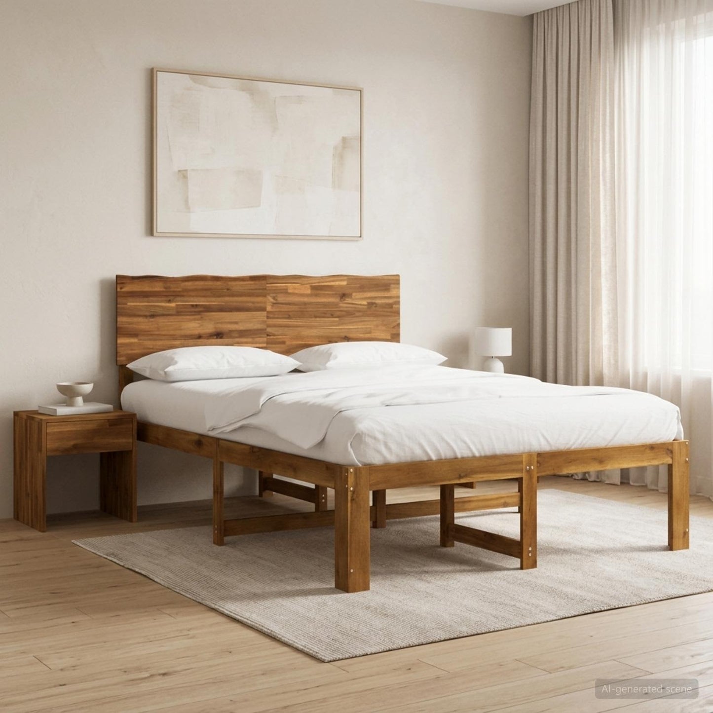 Tweepersoonsbed met hoofdeinde ROSTOCK Naturel 140 x 190 cm
