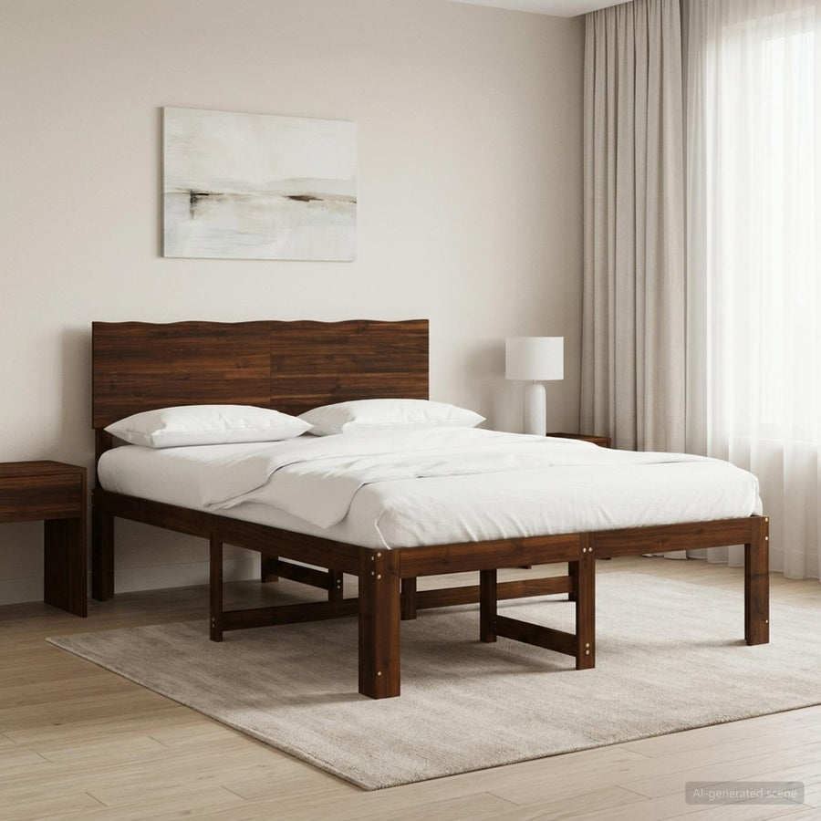 Tweepersoonsbed met hoofdeinde ROSTOCK Donkerbruin 140 x 200 cm
