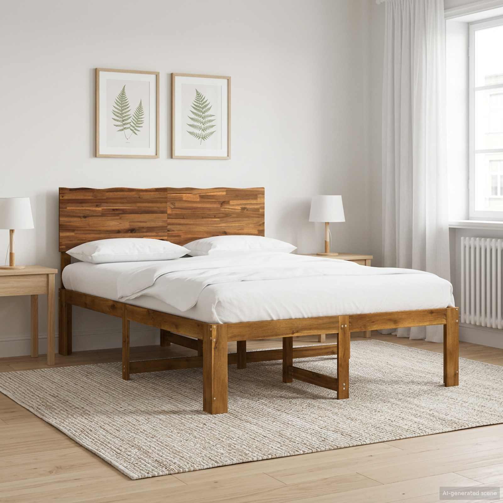 Tweepersoonsbed met hoofdeinde ROSTOCK Naturel 140 x 200 cm