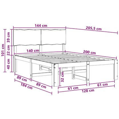 Tweepersoonsbed met hoofdeinde ROSTOCK Naturel 140 x 200 cm