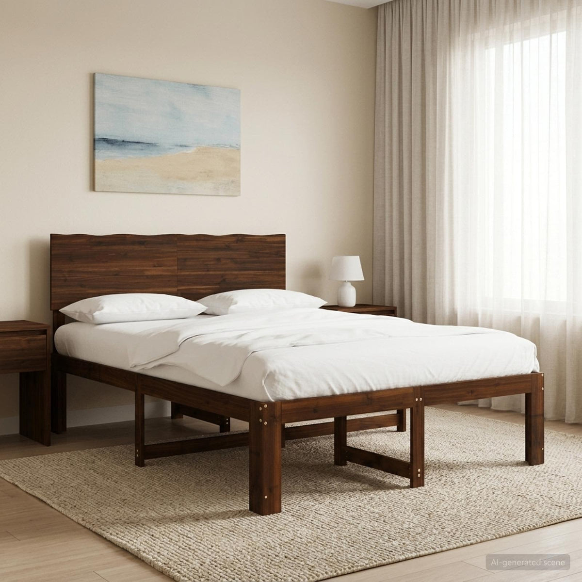 Tweepersoonsbed met hoofdeinde ROSTOCK Donkerbruin 150 x 200 cm