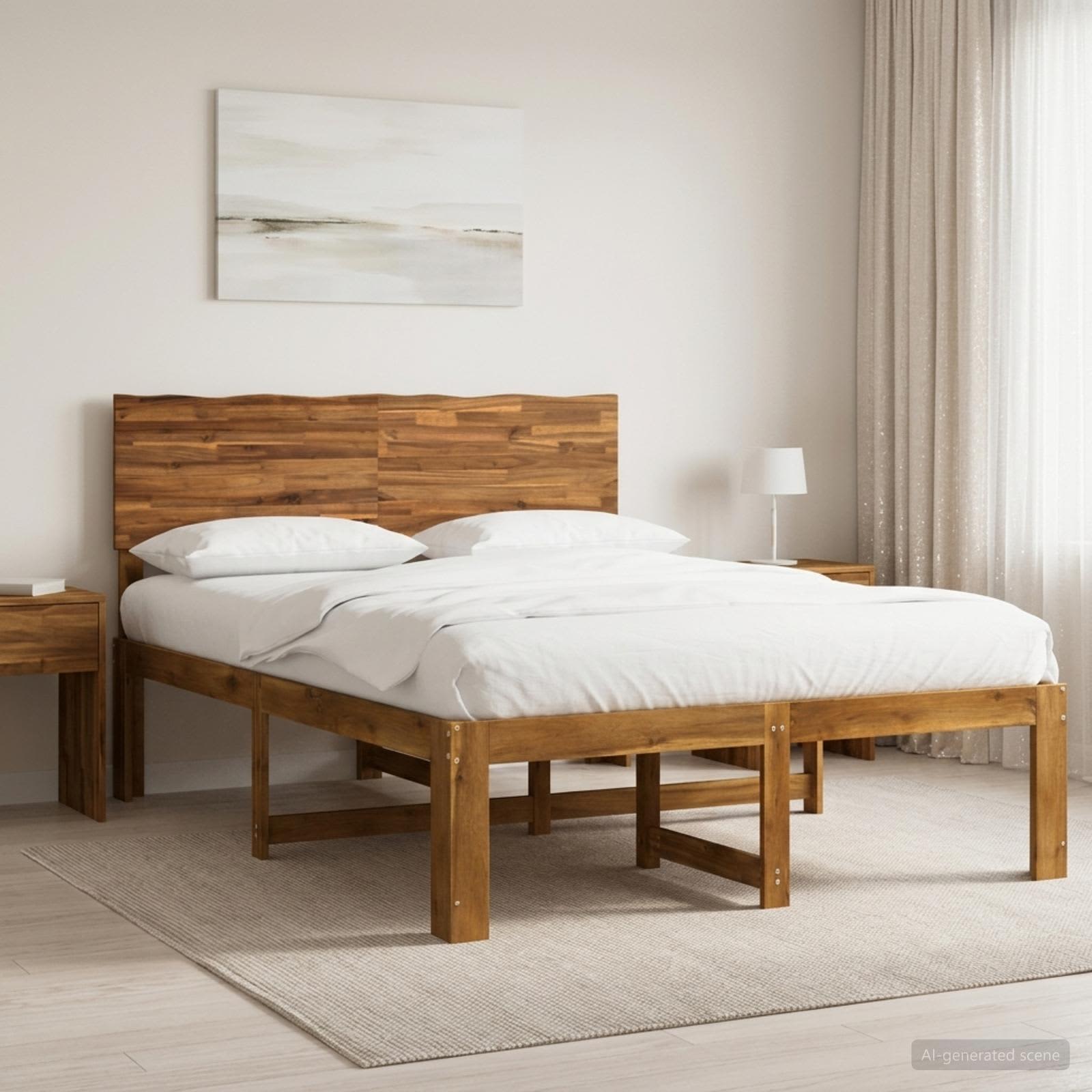 Tweepersoonsbed met hoofdeinde ROSTOCK Naturel 150 x 200 cm