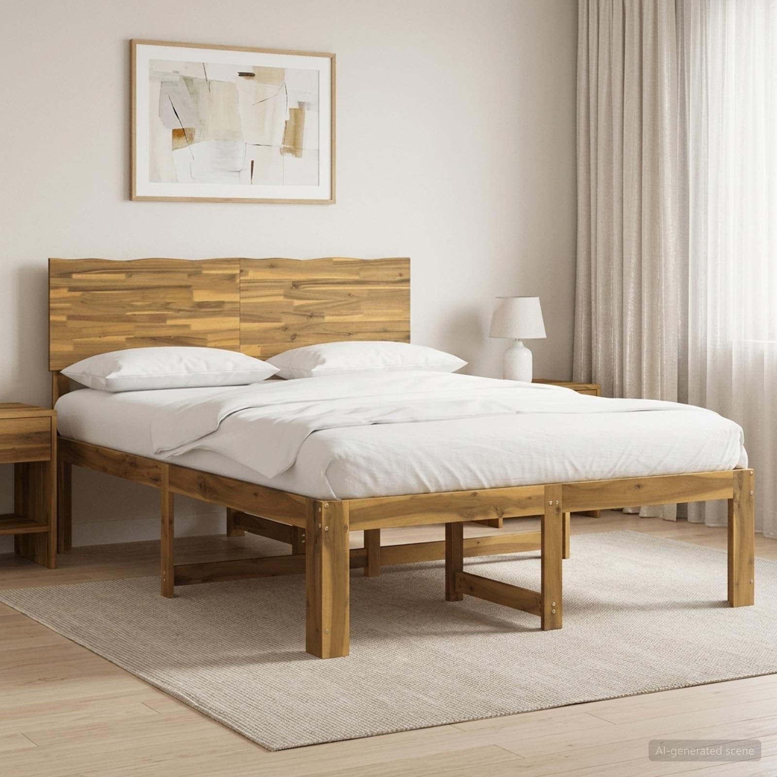 Tweepersoonsbed met hoofdeinde ROSTOCK Wit 150 x 200 cm