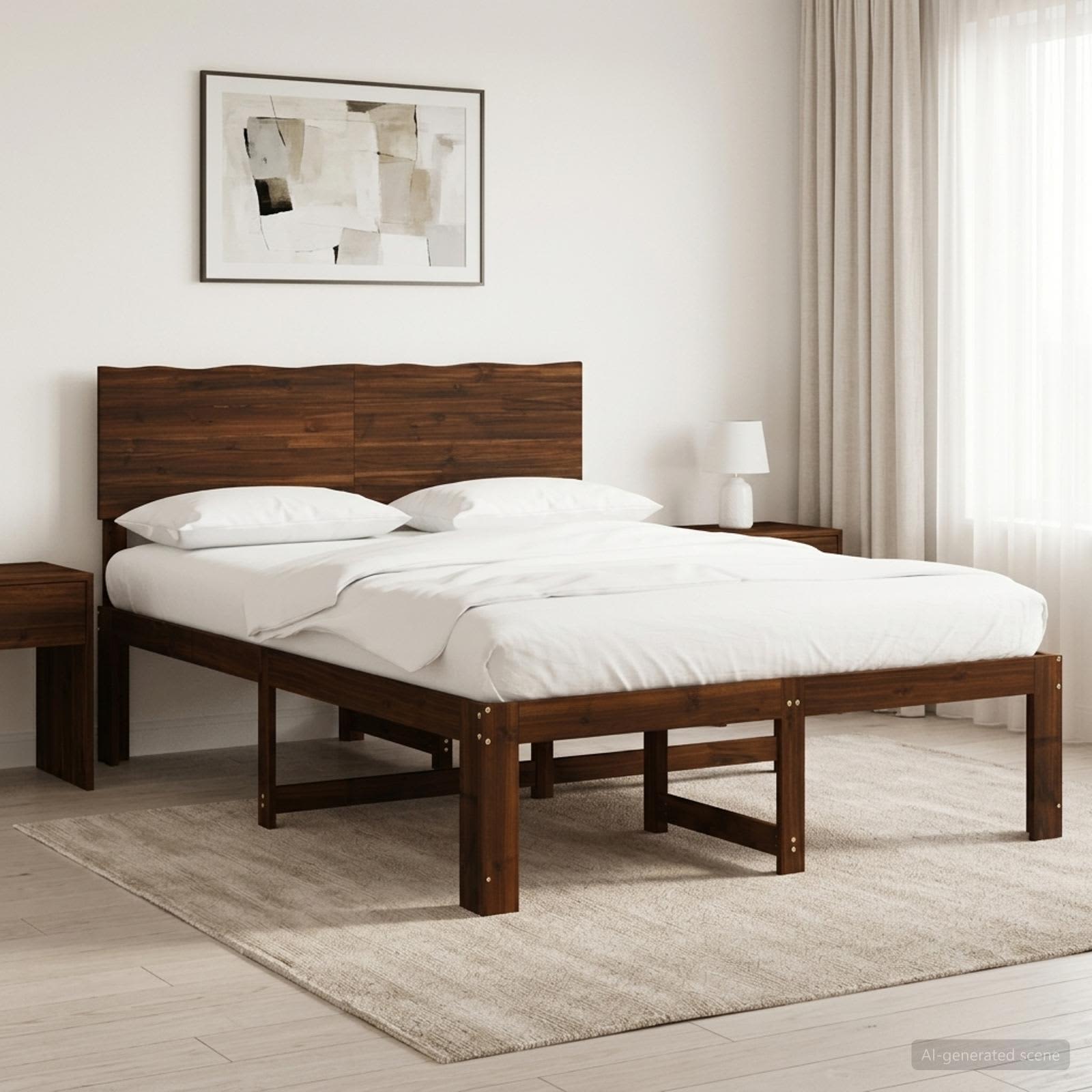 Tweepersoonsbed met hoofdeinde ROSTOCK Donkerbruin 160 x 200 cm