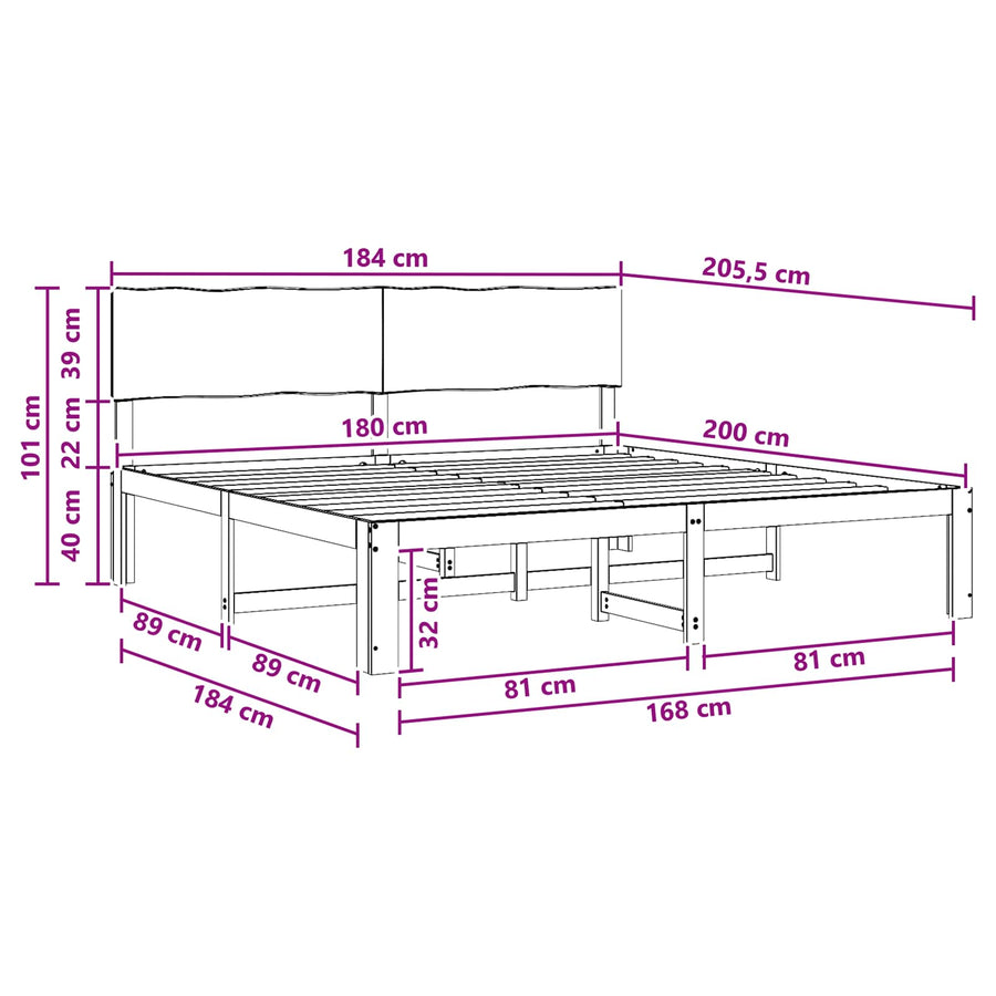 Tweepersoonsbed met hoofdeinde ROSTOCK Donkerbruin 180 x 200 cm