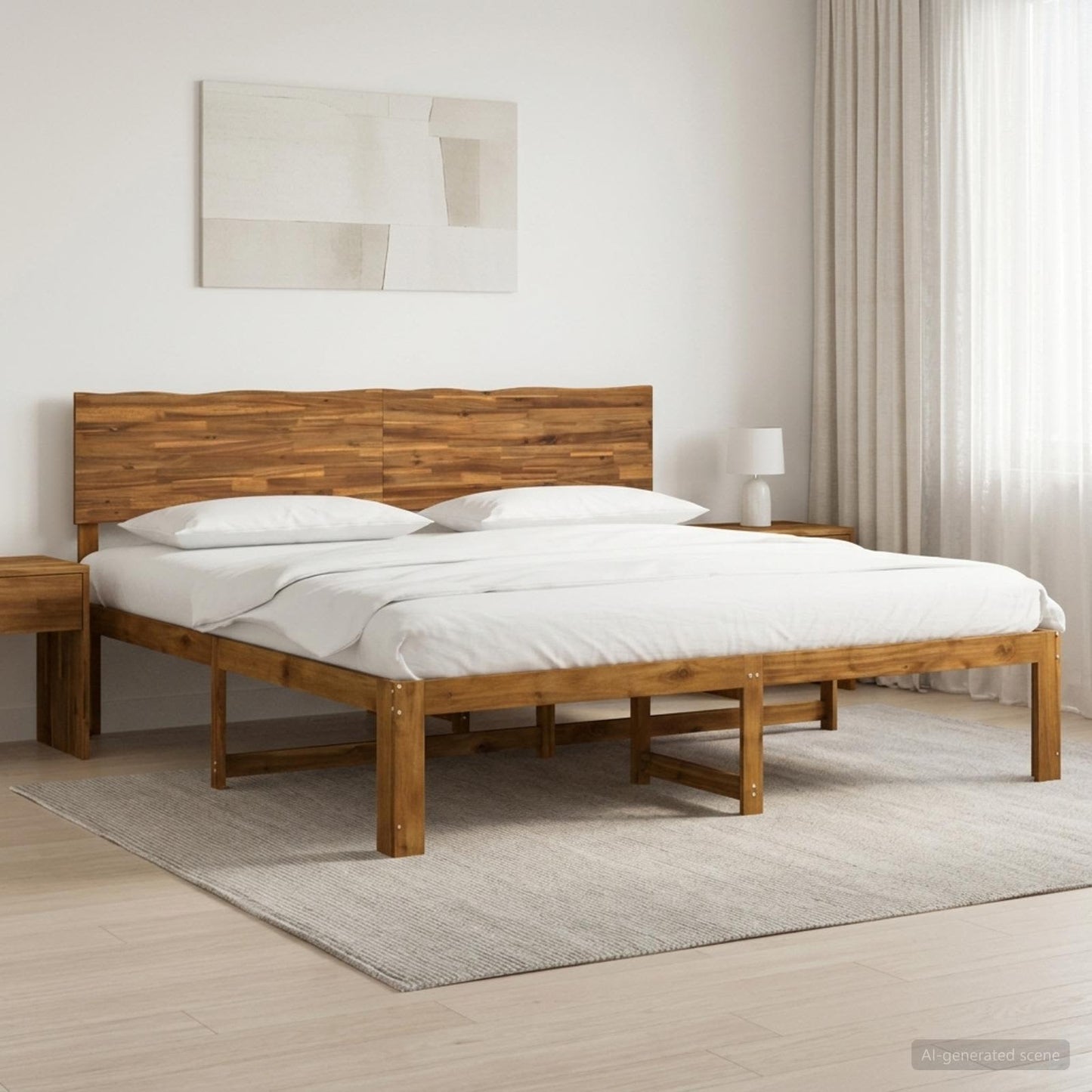 Tweepersoonsbed met hoofdeinde ROSTOCK Naturel 180 x 200 cm