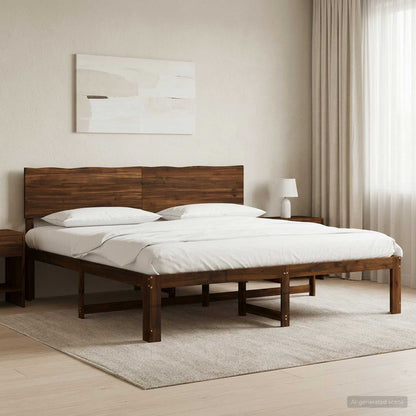 Tweepersoonsbed met hoofdeinde ROSTOCK Donkerbruin 200 x 200 cm