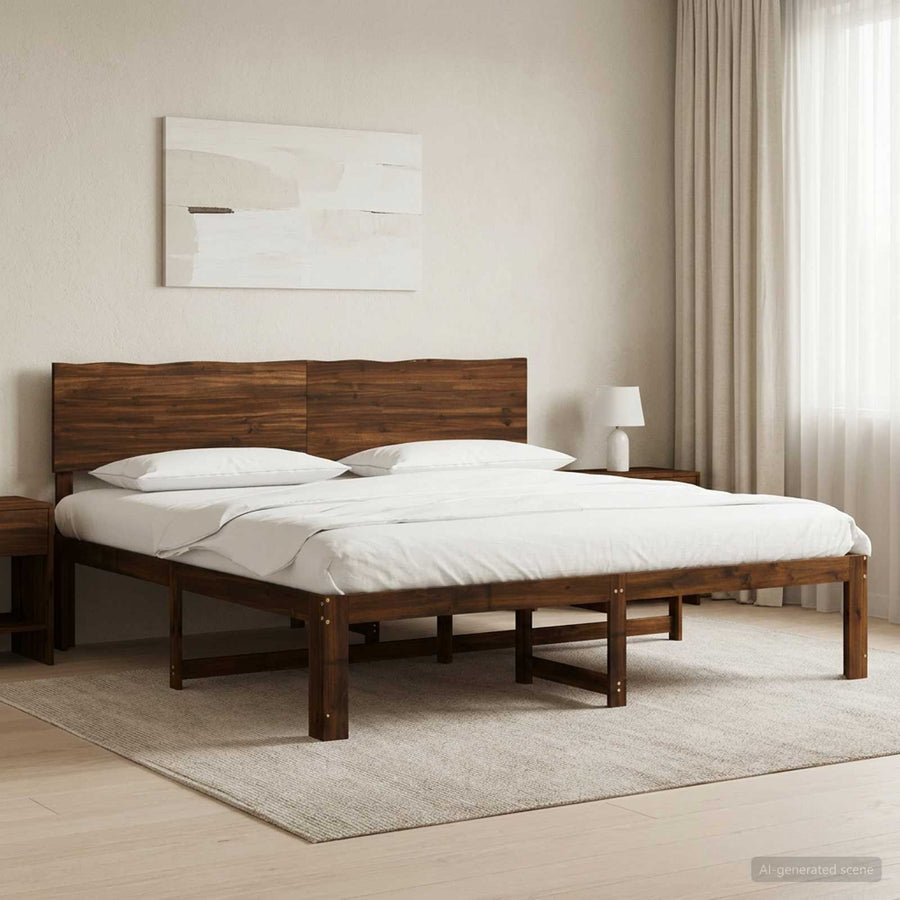 Tweepersoonsbed met hoofdeinde ROSTOCK Donkerbruin 200 x 200 cm