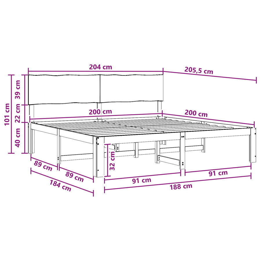 Tweepersoonsbed met hoofdeinde ROSTOCK Donkerbruin 200 x 200 cm