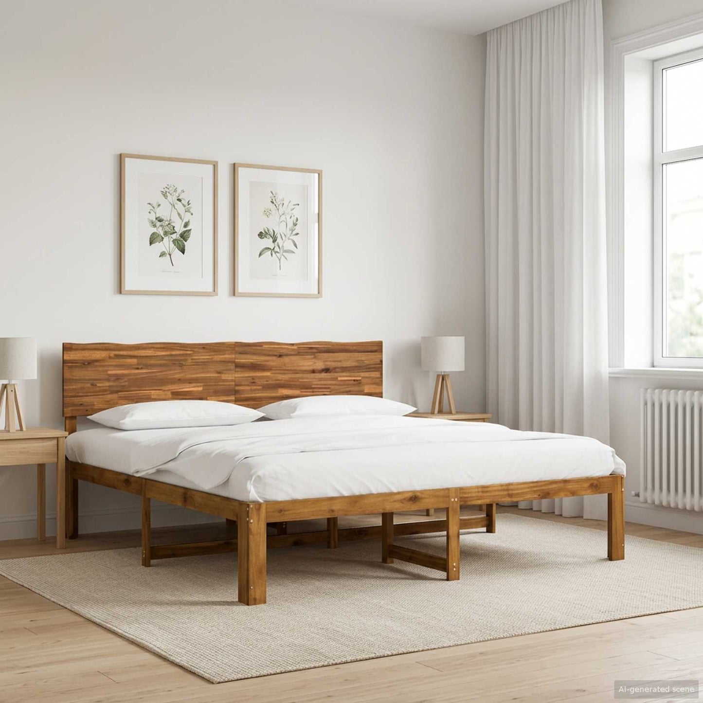 Tweepersoonsbed met hoofdeinde ROSTOCK Naturel 200 x 200 cm