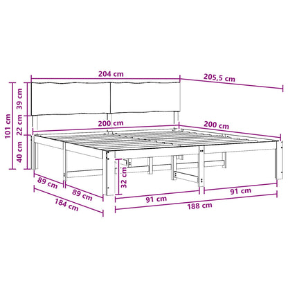 Tweepersoonsbed met hoofdeinde ROSTOCK Wit 200 x 200 cm