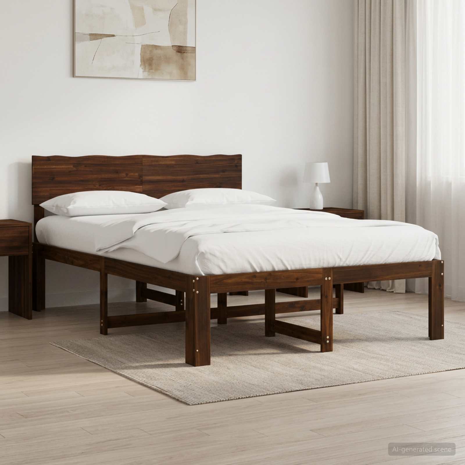 Tweepersoonsbed met hoofdeinde ROSTOCK Donkerbruin 150 x 200 cm