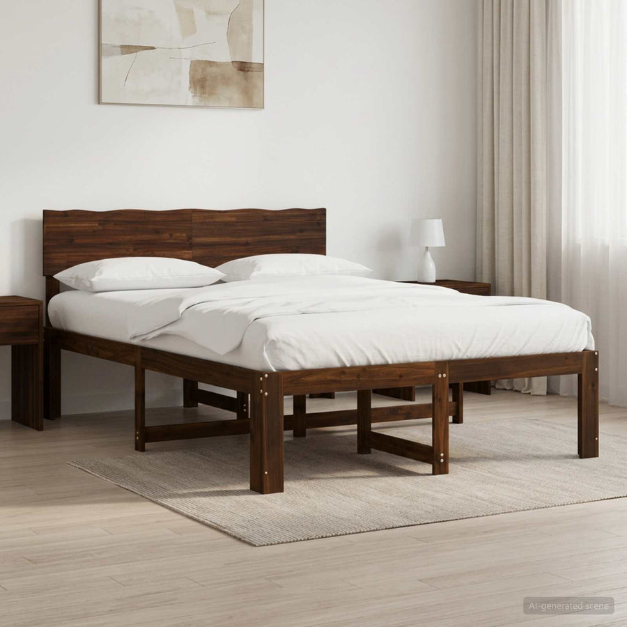 Tweepersoonsbed met hoofdeinde ROSTOCK Donkerbruin 150 x 200 cm