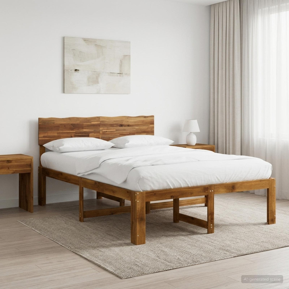 Tweepersoonsbed met hoofdeinde ROSTOCK Naturel 150 x 200 cm