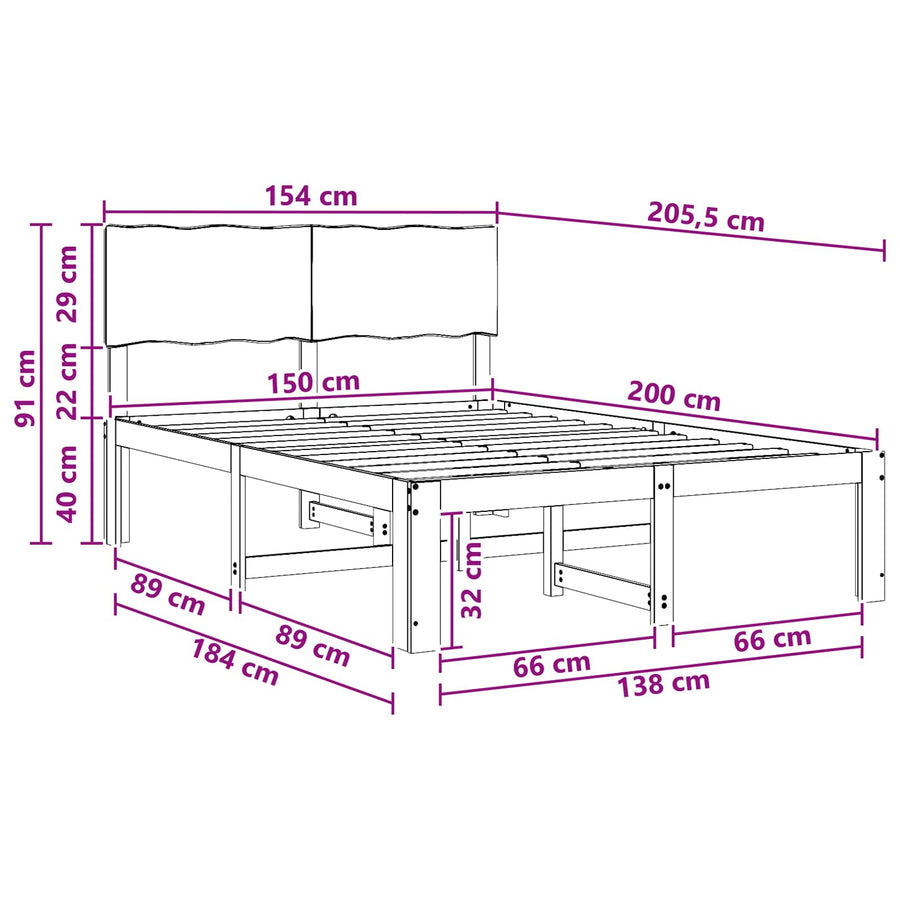 Tweepersoonsbed met hoofdeinde ROSTOCK Naturel 150 x 200 cm