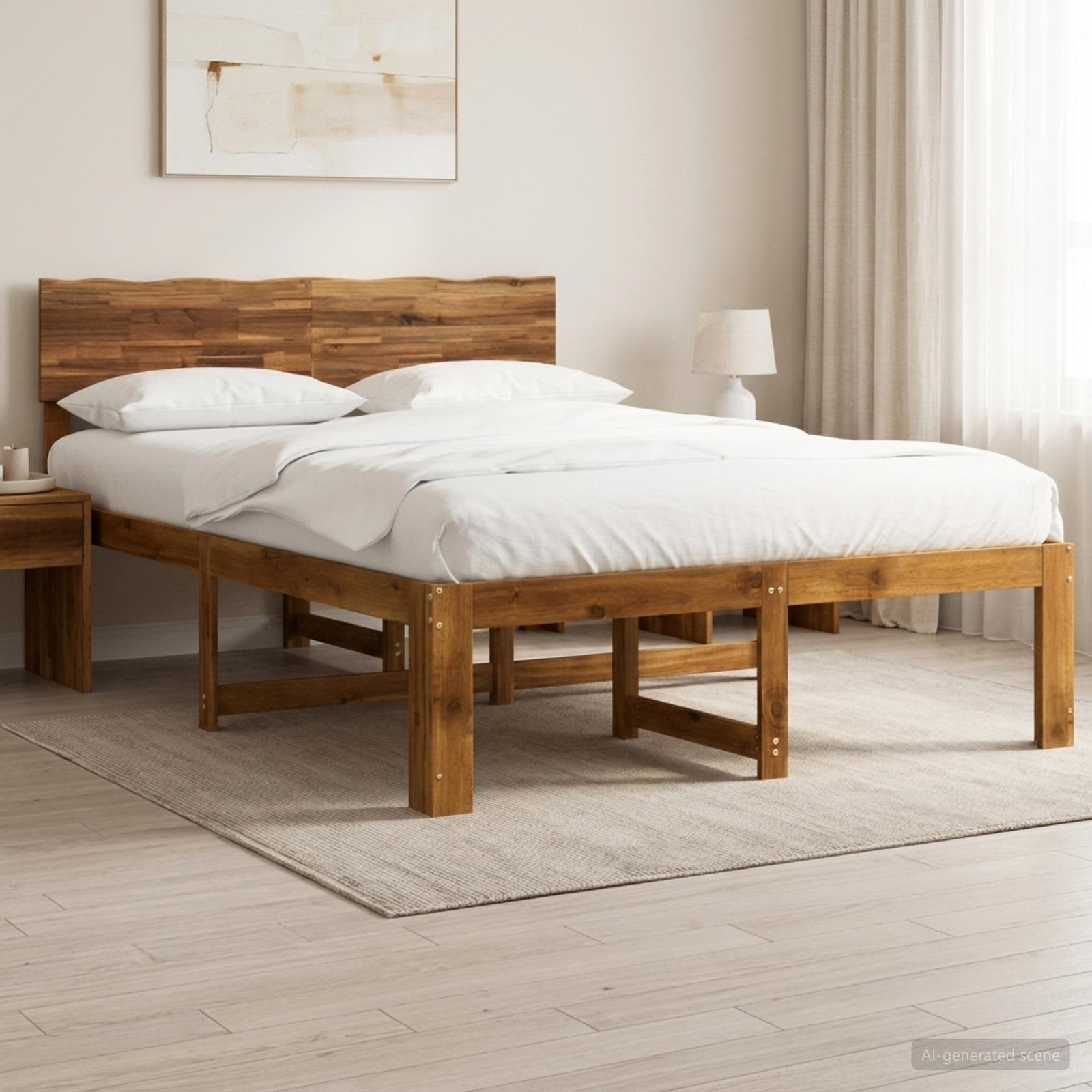 Tweepersoonsbed met hoofdeinde ROSTOCK Naturel 160 x 200 cm