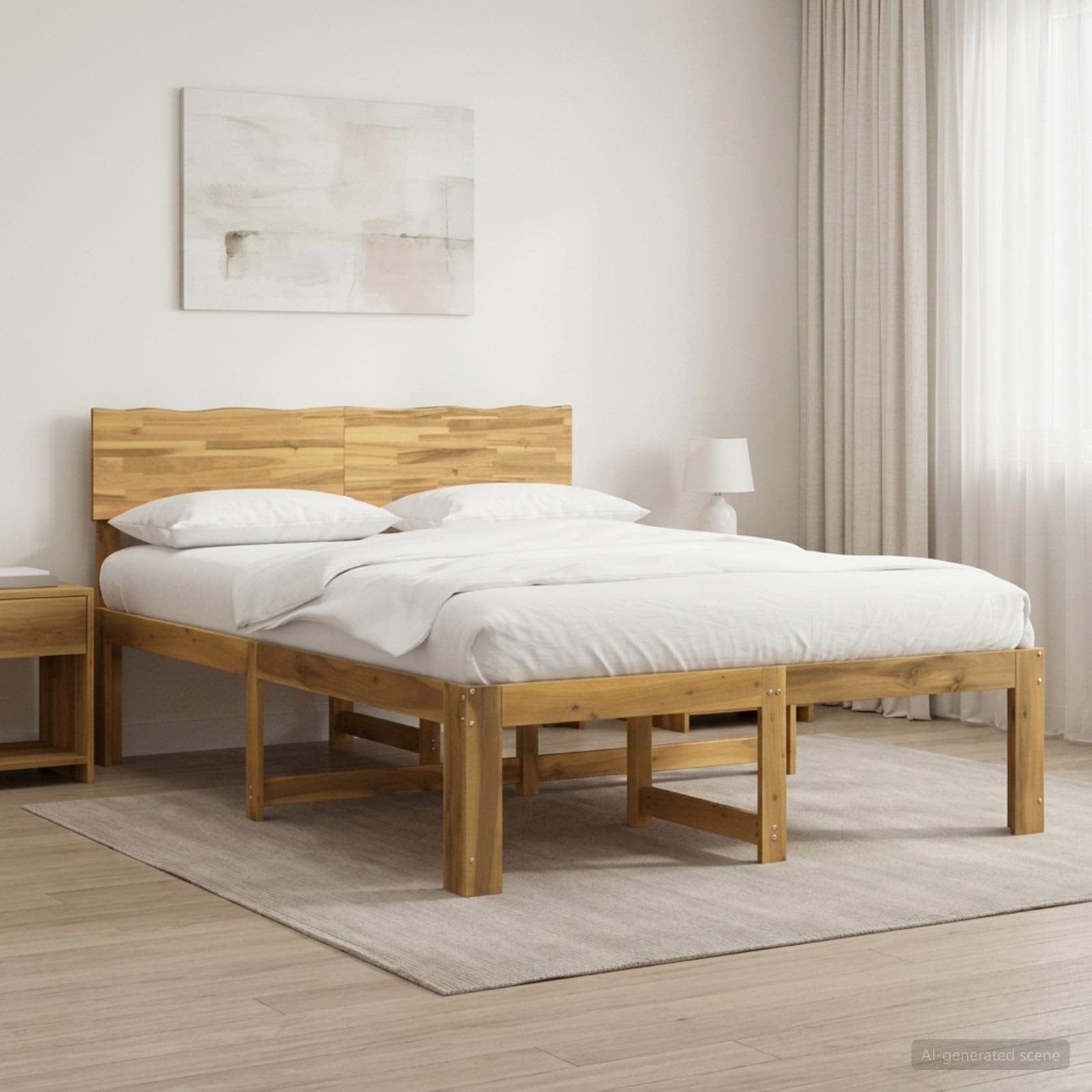 Tweepersoonsbed met hoofdeinde ROSTOCK Wit 160 x 200 cm
