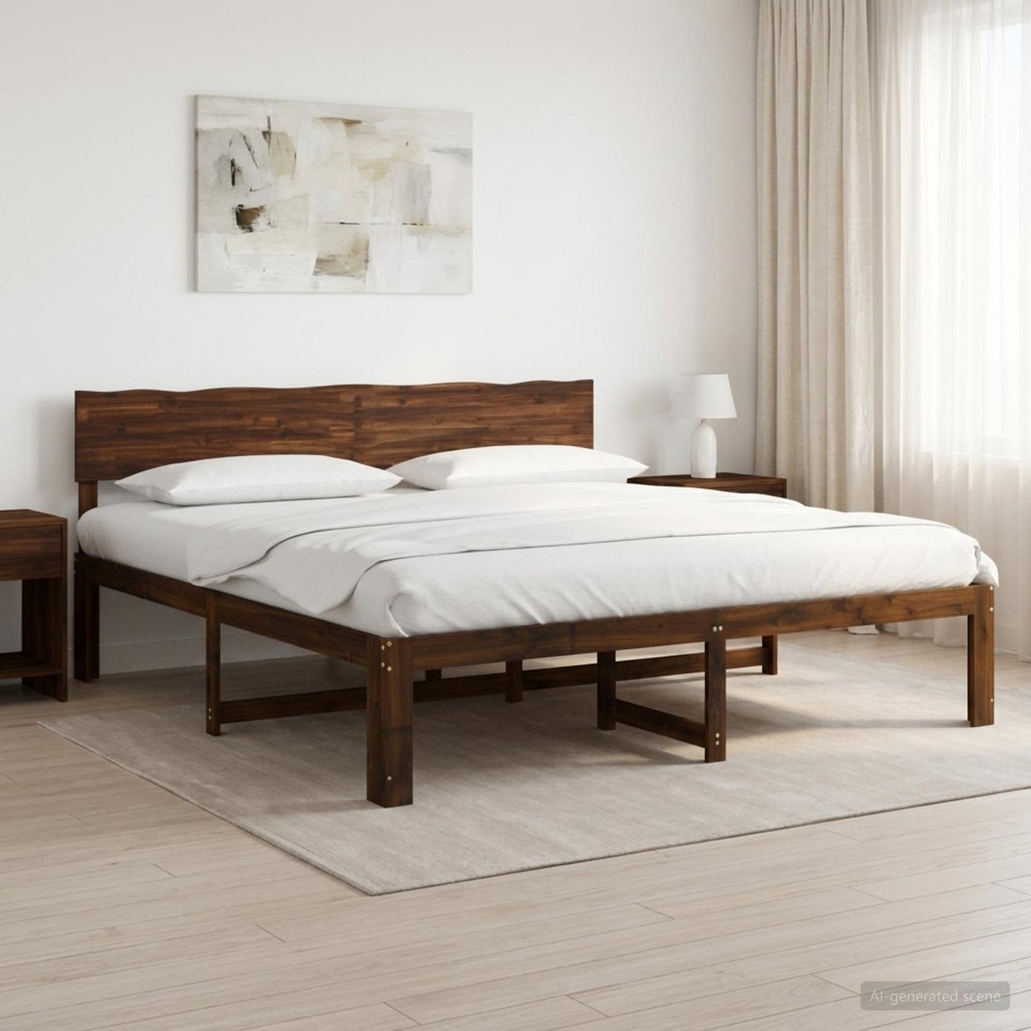 Tweepersoonsbed met hoofdeinde ROSTOCK Donkerbruin 180 x 200 cm