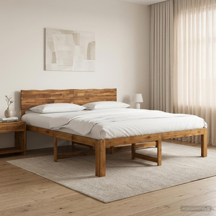 Tweepersoonsbed met hoofdeinde ROSTOCK Naturel 180 x 200 cm
