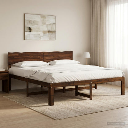 Tweepersoonsbed met hoofdeinde ROSTOCK Donkerbruin 200 x 200 cm