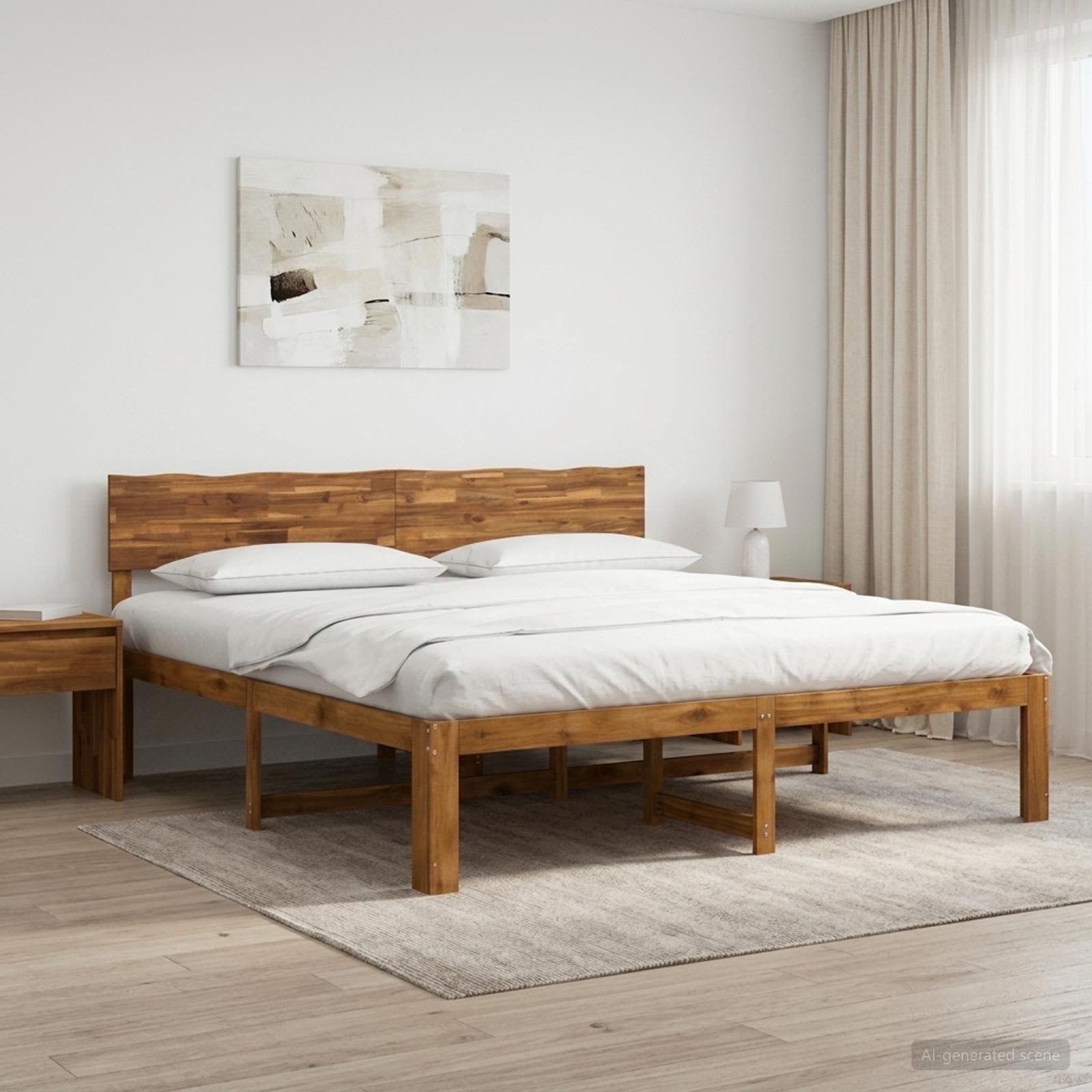 Tweepersoonsbed met hoofdeinde ROSTOCK Naturel 200 x 200 cm