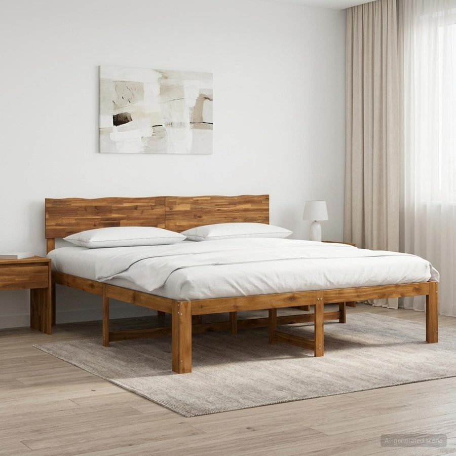 Tweepersoonsbed met hoofdeinde ROSTOCK Naturel 200 x 200 cm