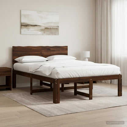 Tweepersoonsbed met hoofdeinde ROSTOCK Donkerbruin 135 x 190 cm