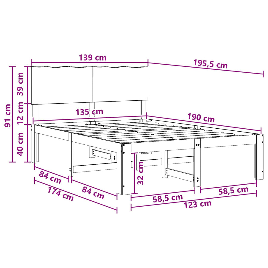 Tweepersoonsbed met hoofdeinde ROSTOCK Wit 135 x 190 cm