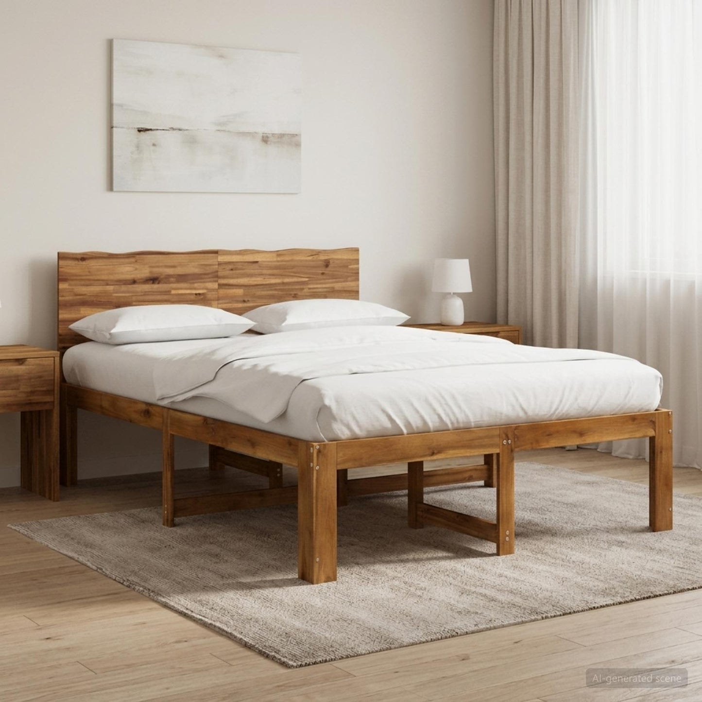 Tweepersoonsbed met hoofdeinde ROSTOCK Naturel 140 x 190 cm