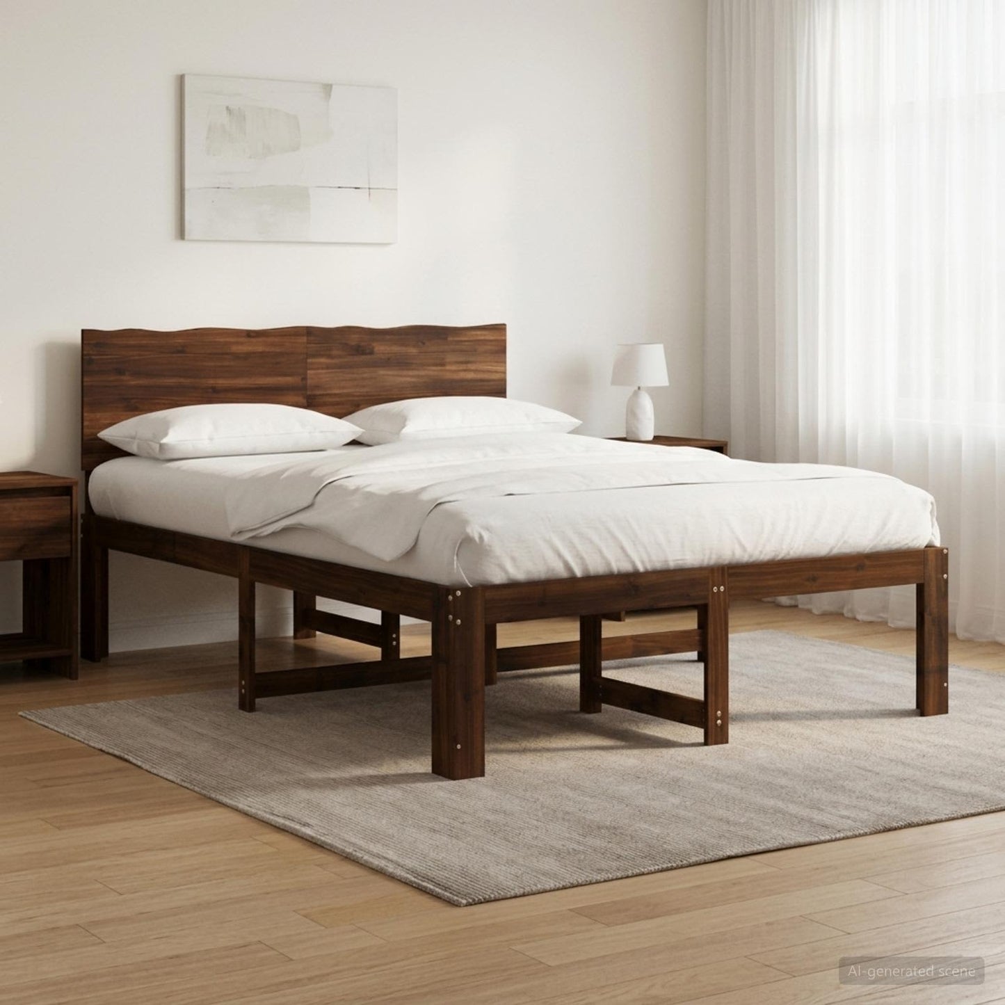 Tweepersoonsbed met hoofdeinde ROSTOCK Donkerbruin 140 x 200 cm